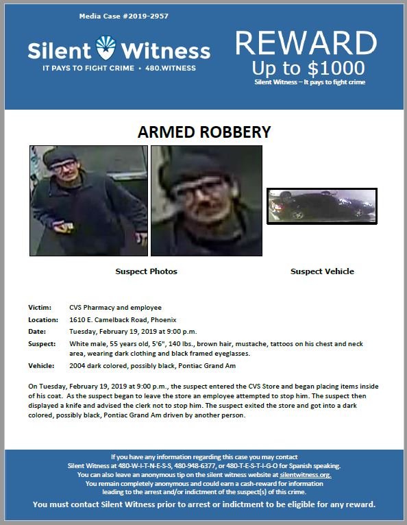Armed Robbery / CVS / 1610 E. Camelback Road, Phoenix