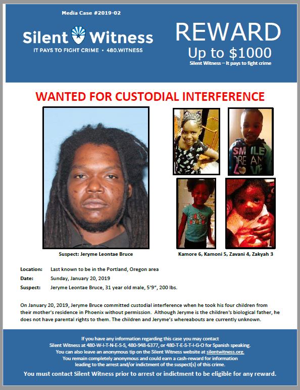 Jeryme Bruce / Custodial Interference / Phoenix, AZ and Portland, OR