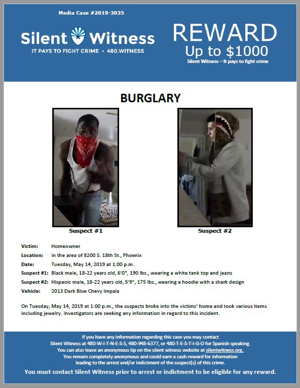 Residential Burglary / In the area of 8200 S. 18th St., Phoenix