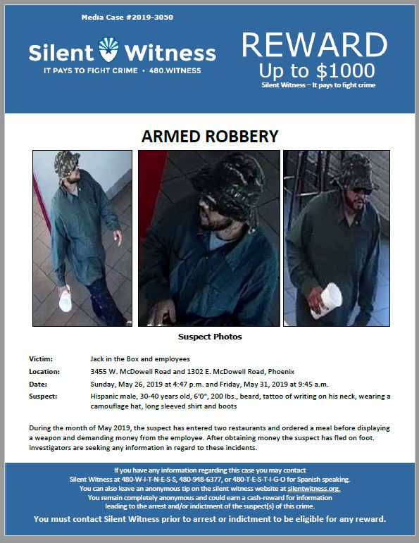 Armed Robbery / Multiple Jack in the Box locations