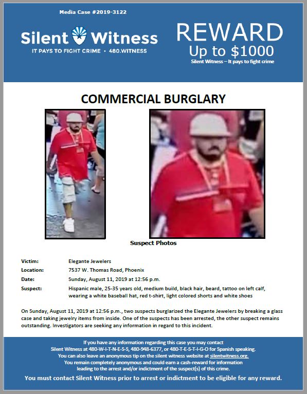 Commercial Burglary / Elegante Jewelers / 7537 W. Thomas Road