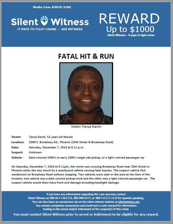 Fatal Hit and Run / Tanya Karim / 20th Street & Broadway Road