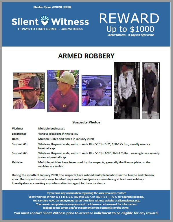 Armed Robberies / Multiple Locations in Tempe and Phoenix