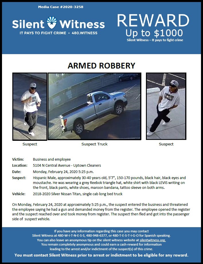 Armed Robbery / Uptown Cleaners 5104 N. Central Avenue