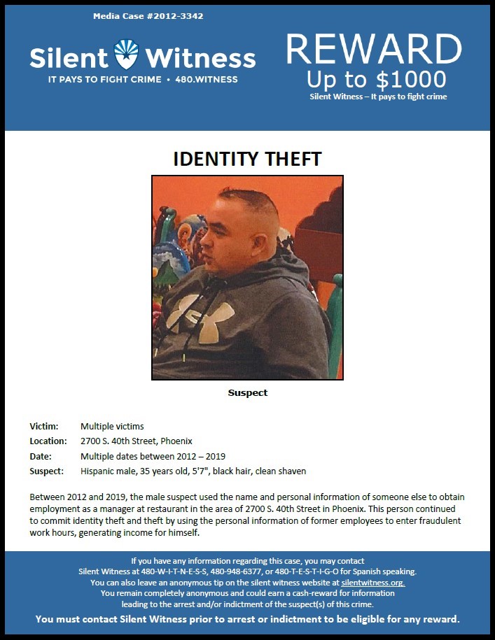 Identity Theft / Area of 2700 S. 40th St., Phoenix
