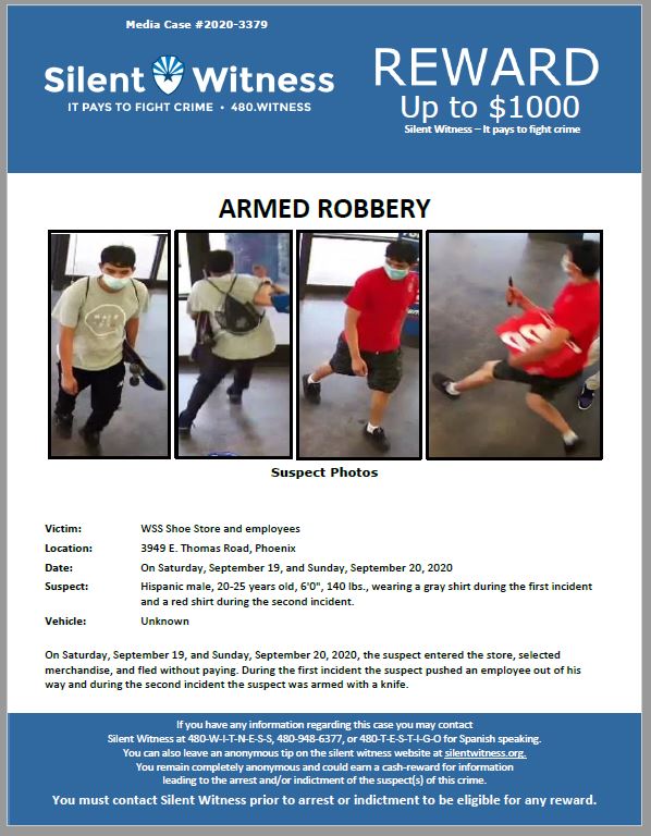 Armed Robbery / WSS Shoe Store / 3949 E. Thomas Road, Phoenix
