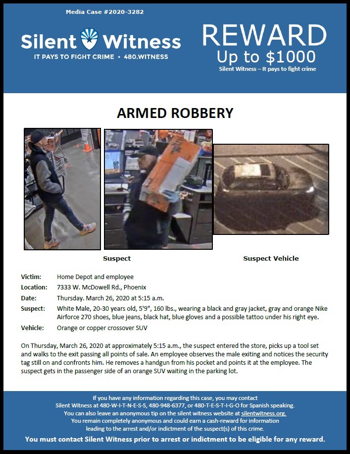 Armed Robbery / Home Depot / 7333 W. McDowell Rd., Phoenix